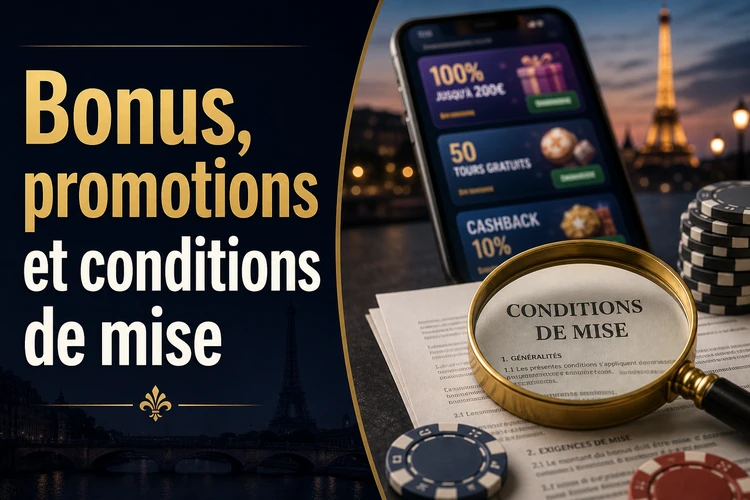 Bonus, promotions et conditions de mise